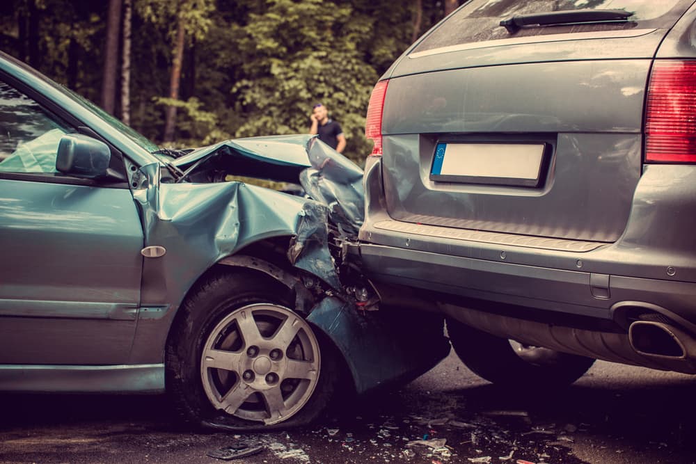 In Williamsport two cars involved in a collision on a road.